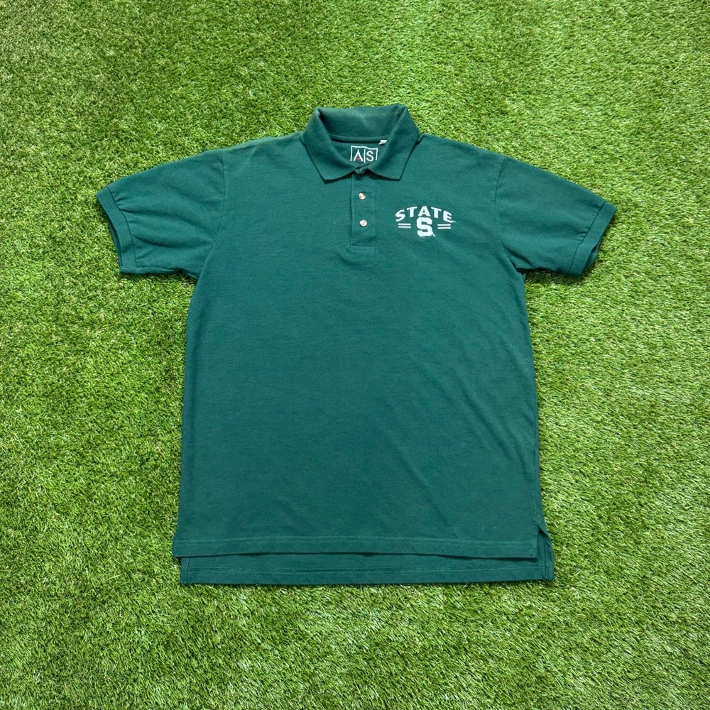 Vintage Michigan State Spartans Polo Shirt Men’s Size Large AS Sports Green